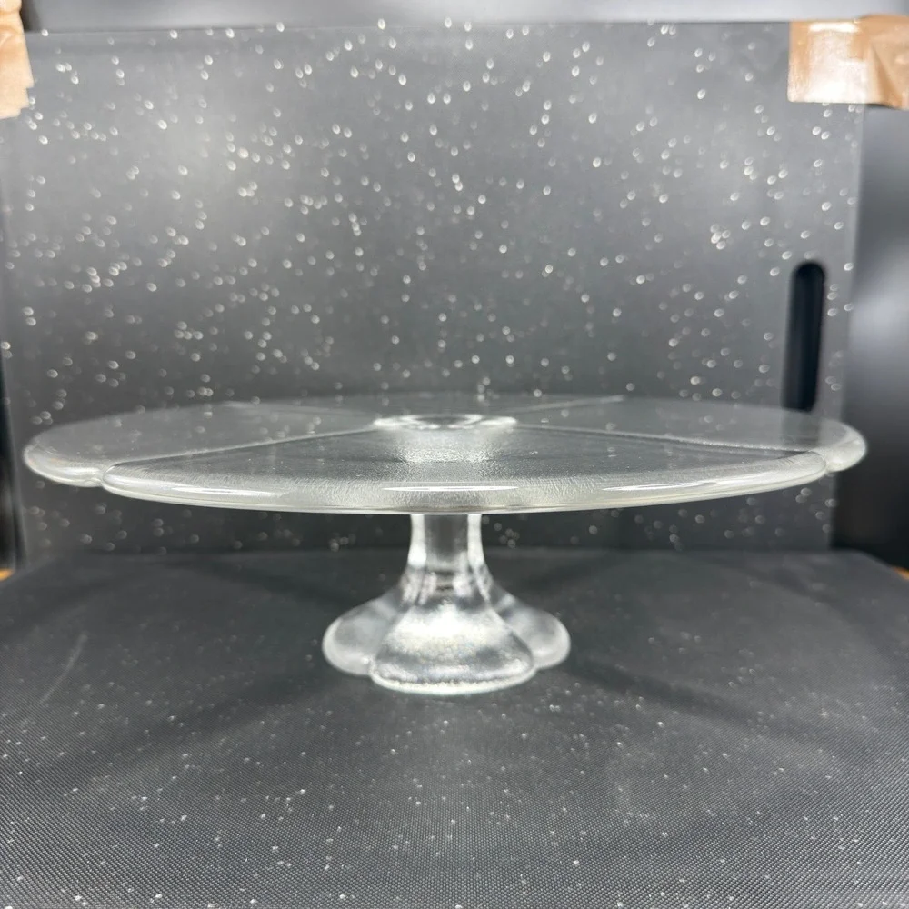 Rosenthal Studio Line Clover Clear Frosted Glass 12in Cake Stand Pedestal Plate